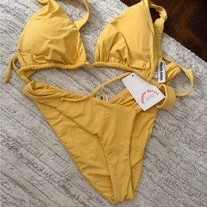 Dippin' Daisy's Yellow Triangle String Bikini Set